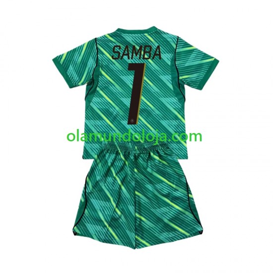 Camisola França Brice Samba 1 Guarda-redes Criança Equipamento Terceiro Copa do Mundo 2026 Manga Curta